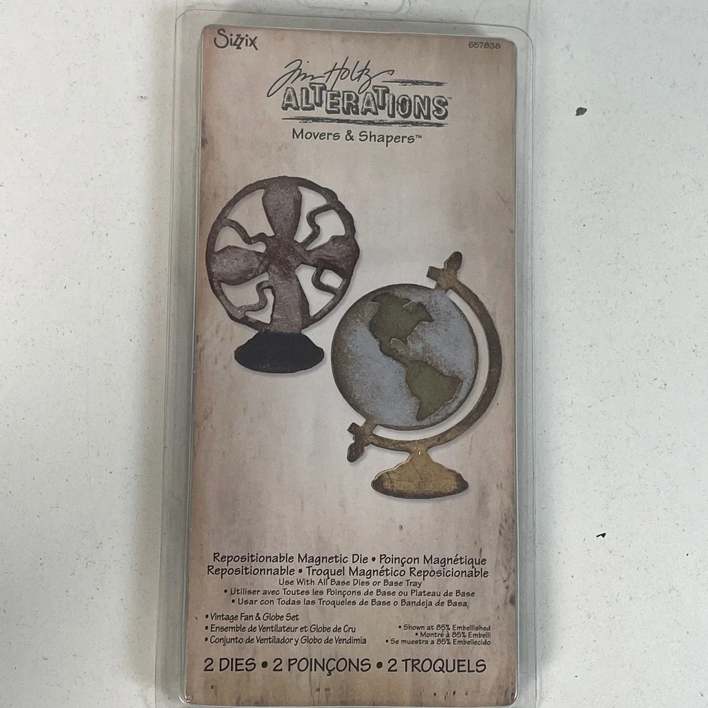 Sizzix Tim Holtz Alterations Movers & Shapers Vintage Fan & Globe Dies 657838